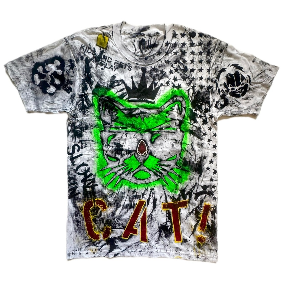 Designers Originals Green and Black Short Sleeve Tee | Cat character